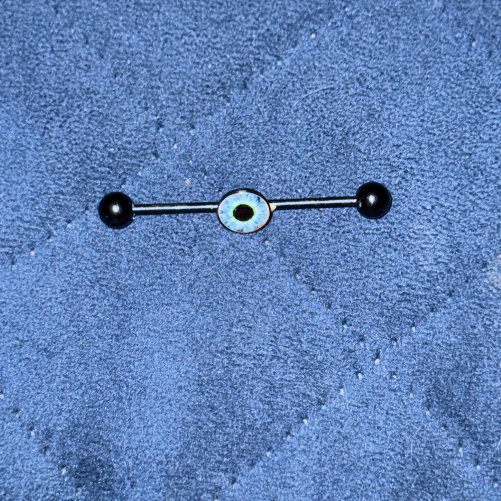 Black and Blue Eye Barbell Earrings